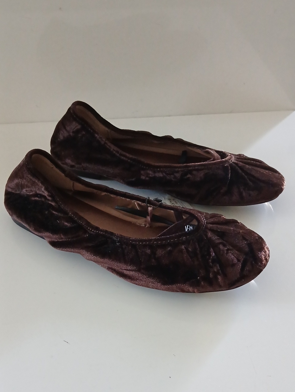 Zara Chocolate Brown Velvet Ballet Flats - Women NWT